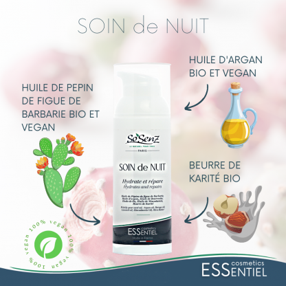 Ingredients soin de nuit sosenz.